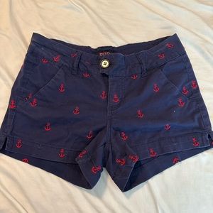 Navy and red anchor shorts